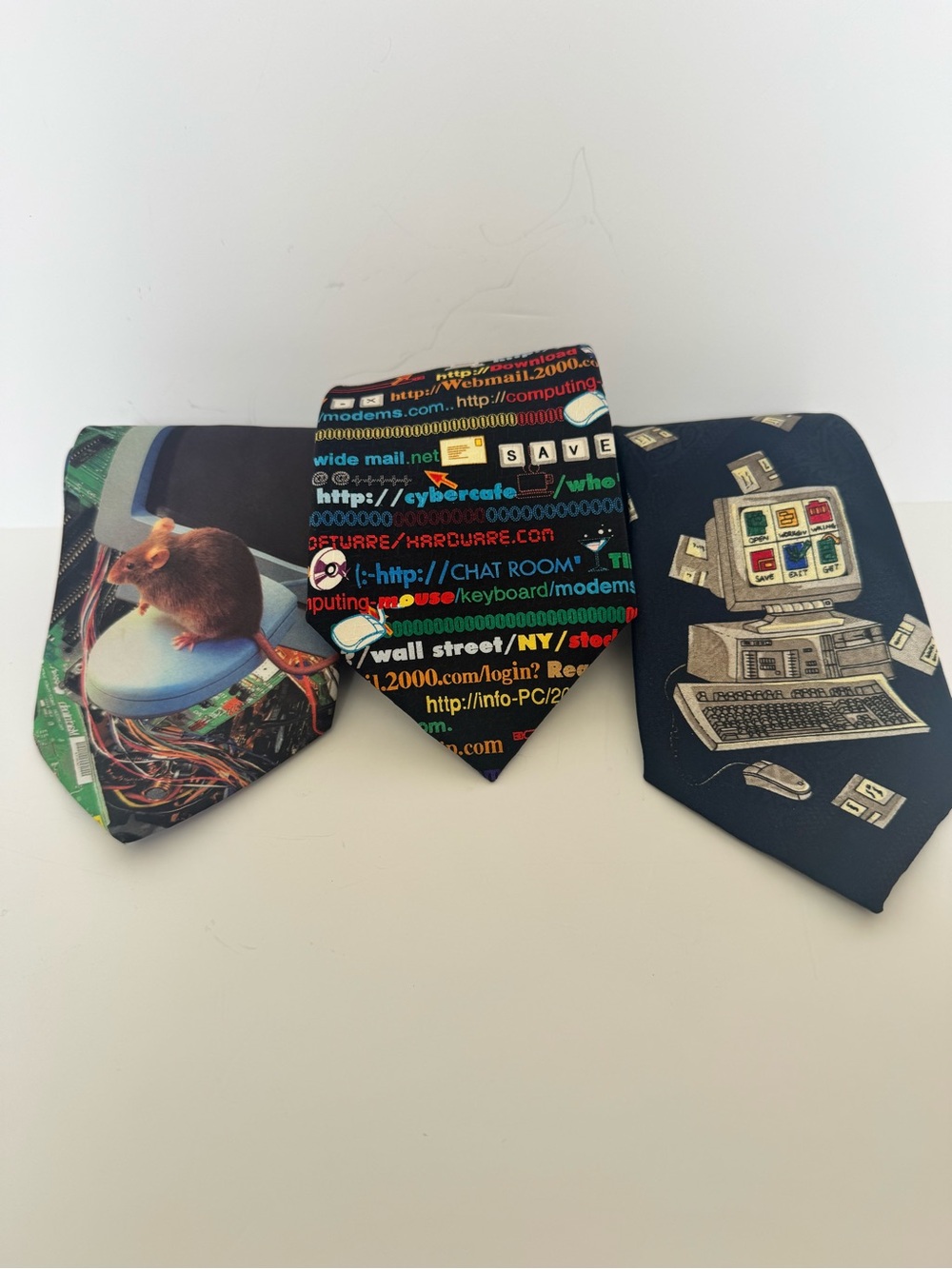 Lot of 3 Vintage Computer Themed Neckties – Internet Browser & Desktop Graphics